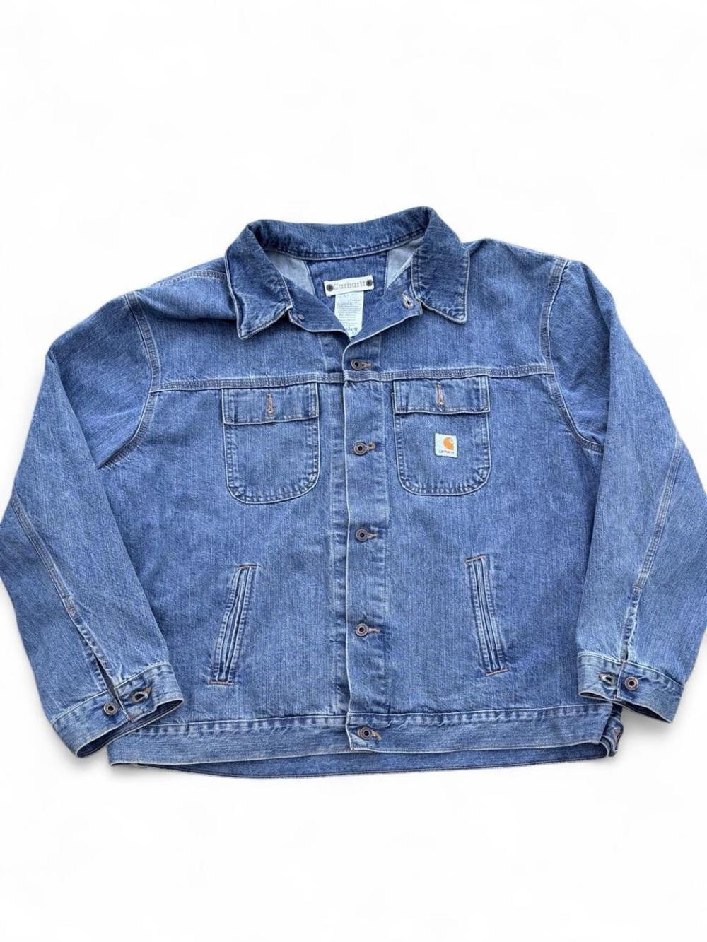 Vintage Carhartt Denim Trucker Jacket – Medium Wash, 3XL